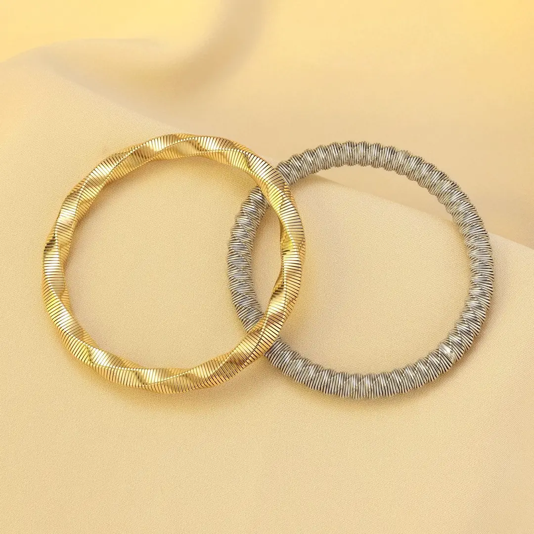 European and American Exaggerated Personality Wide-brimmed Spring Bracelet Women's Spiral Stripe Geometric Snake Chain Bracelet Cross-border Jewelry — feature 16