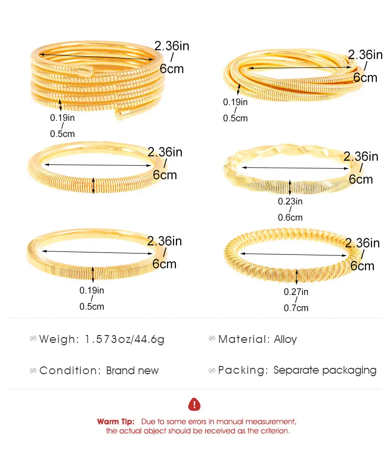 European and American Exaggerated Personality Wide-brimmed Spring Bracelet Women's Spiral Stripe Geometric Snake Chain Bracelet Cross-border Jewelry — feature 3