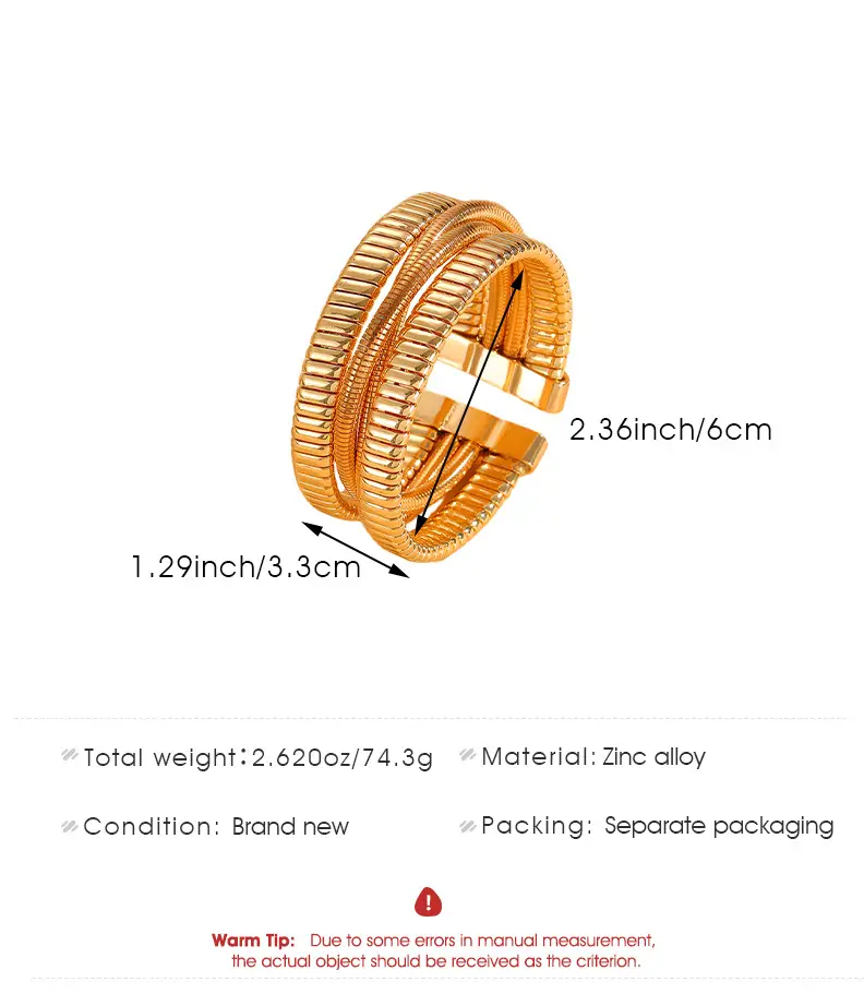 European and American Exaggerated Personality Wide-brimmed Spring Bracelet Women's Spiral Stripe Geometric Snake Chain Bracelet Cross-border Jewelry — feature 4