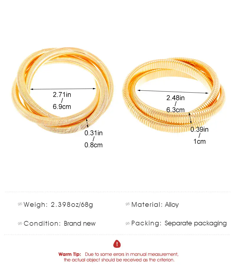 European and American Exaggerated Personality Wide-brimmed Spring Bracelet Women's Spiral Stripe Geometric Snake Chain Bracelet Cross-border Jewelry — feature 5