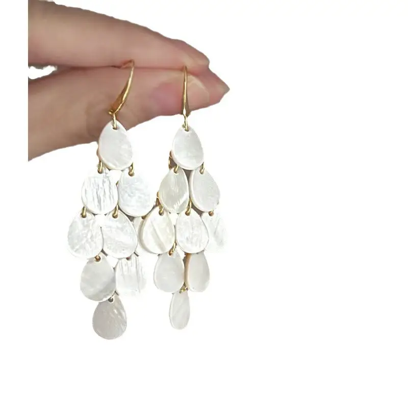 Seaside Style Super Fairy French Retro Shell Tassel Earrings High Sense Niche Design Elegant Extracts Vacation