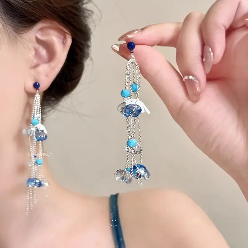 Seaside Style Super Fairy French Retro Shell Tassel Earrings High Sense Niche Design Elegant Extracts Vacation