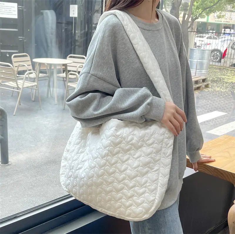 Japanese Quilted Heart Cotton Crossbody Bag for Women - Image 11