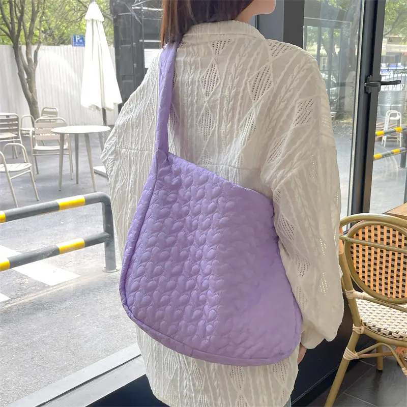 Japanese Quilted Heart Cotton Crossbody Bag for Women - Image 7