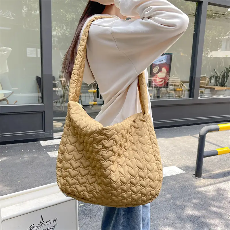 Japanese Quilted Heart Cotton Crossbody Bag for Women - Image 12