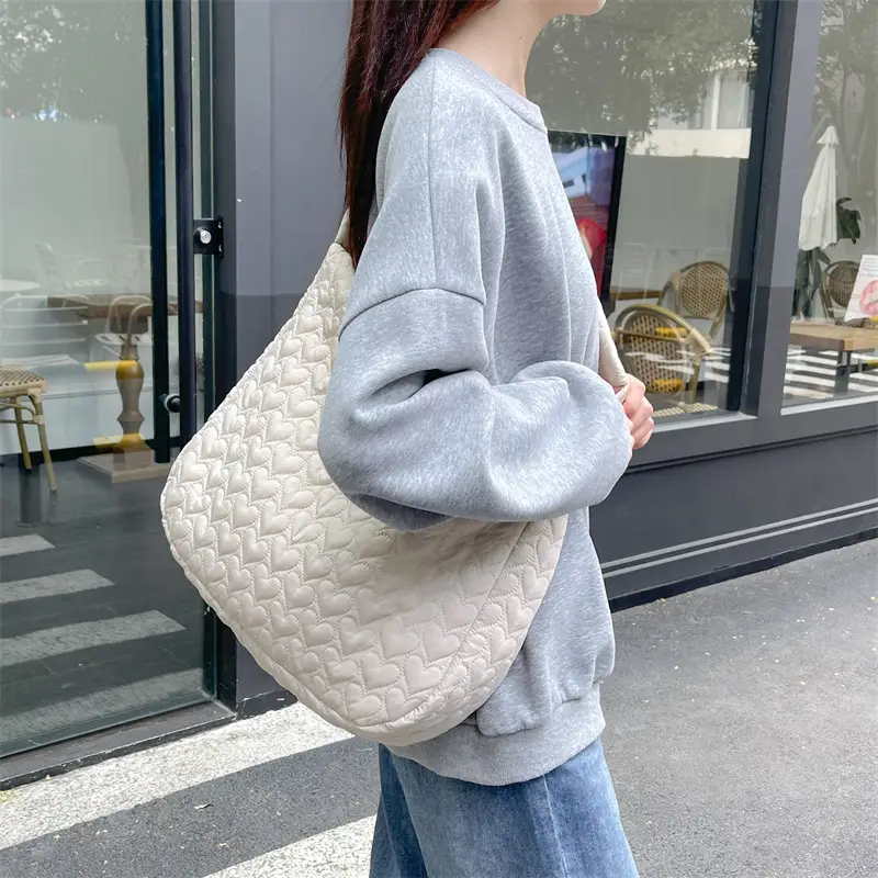 Japanese Quilted Heart Cotton Crossbody Bag for Women — feature 2