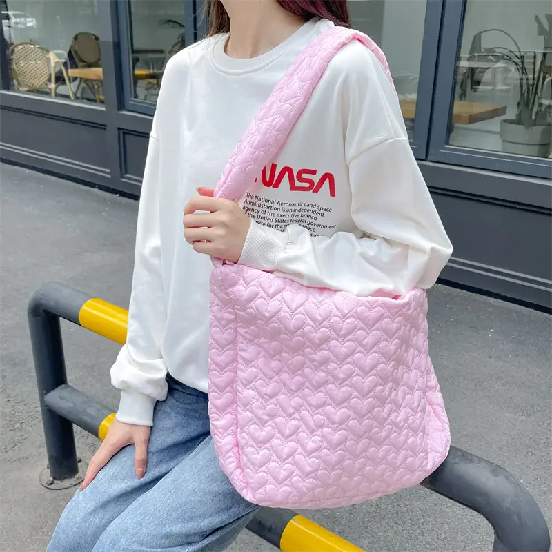 Japanese Quilted Heart Cotton Crossbody Bag for Women — feature 9