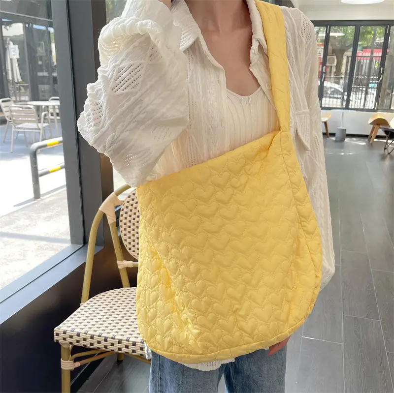 Japanese Quilted Heart Cotton Crossbody Bag for Women - Image 5