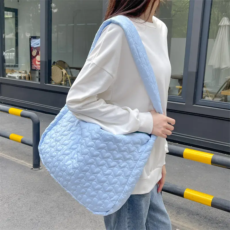 Japanese Quilted Heart Cotton Crossbody Bag for Women - Image 6