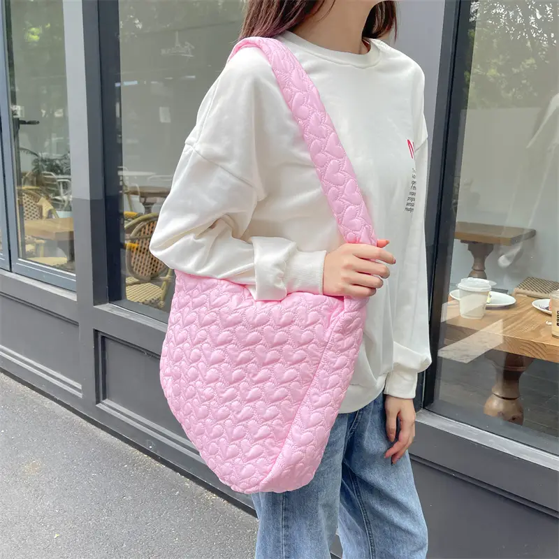 Japanese Quilted Heart Cotton Crossbody Bag for Women - Image 8