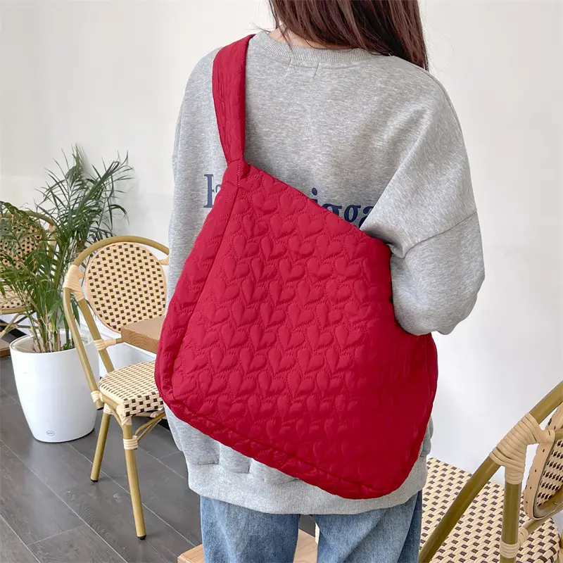 Japanese Quilted Heart Cotton Crossbody Bag for Women - Image 9