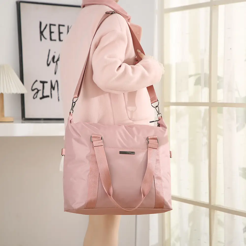 Pink Travel Tote Bag with Large Capacity & Trolley Handle — feature 10
