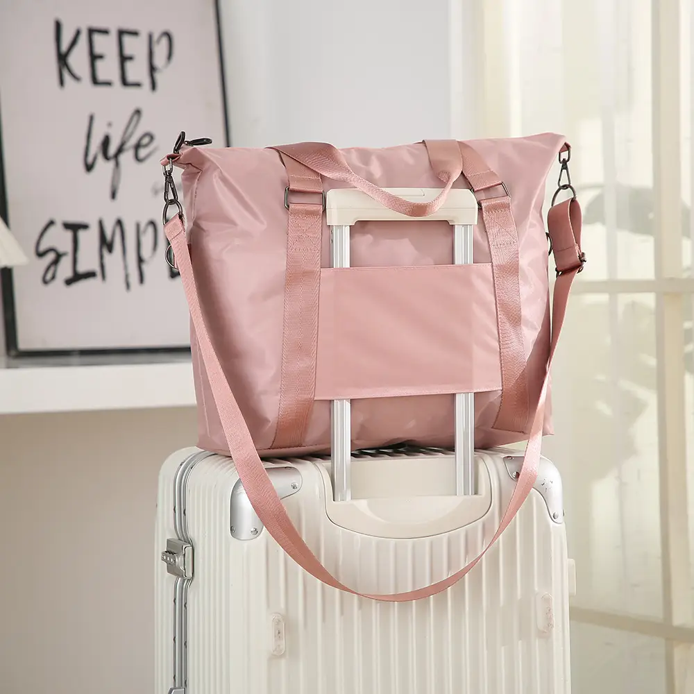 Pink Travel Tote Bag with Large Capacity & Trolley Handle — feature 16