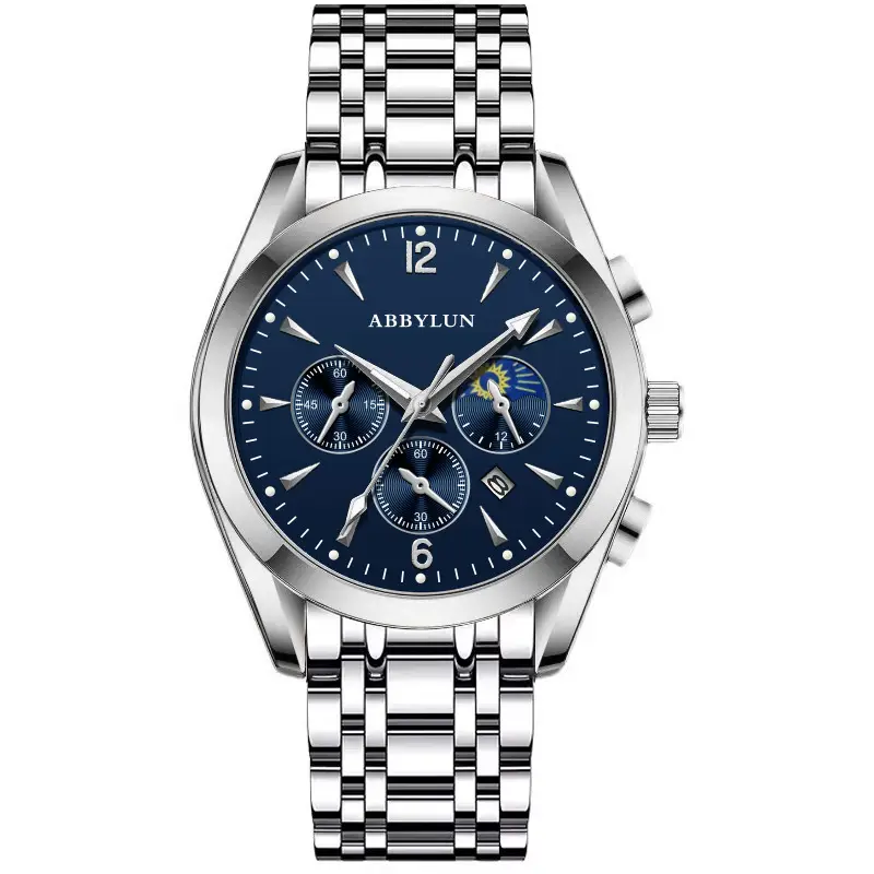 Abbylun Men's Chronograph Watch Black Leather Strap - Image 3