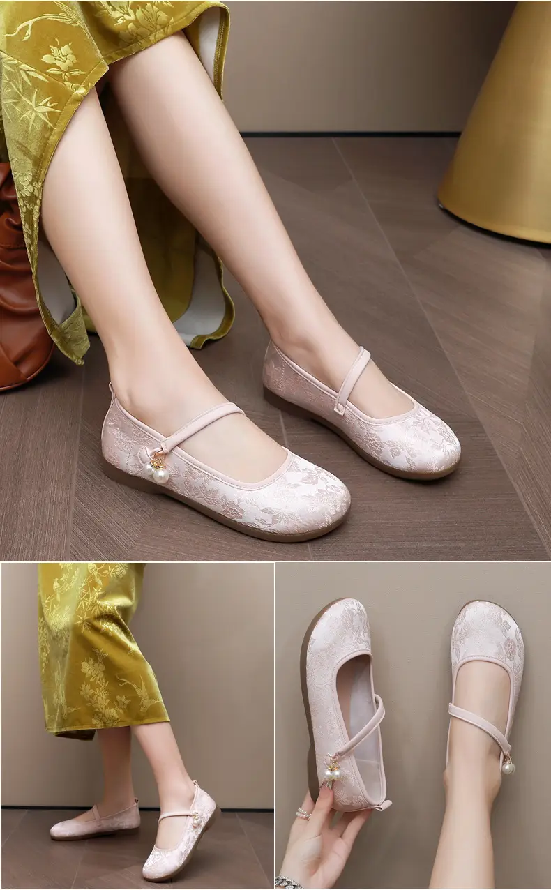 New Chinoiserie National Style Flats Shoes for Women, Comfortable Soft Sole Shallow Mouth Mary Jane Shoes, Ancient Style Han Dynasty Shoes, Old Beijing Cloth Shoes — feature 17