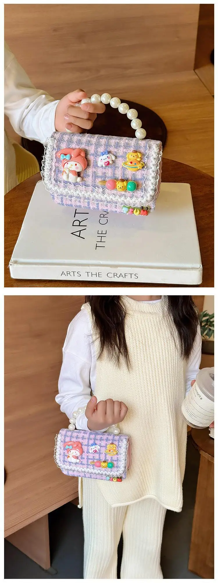 Cute Princess Pearl Chain Handbag for Girls — feature 4