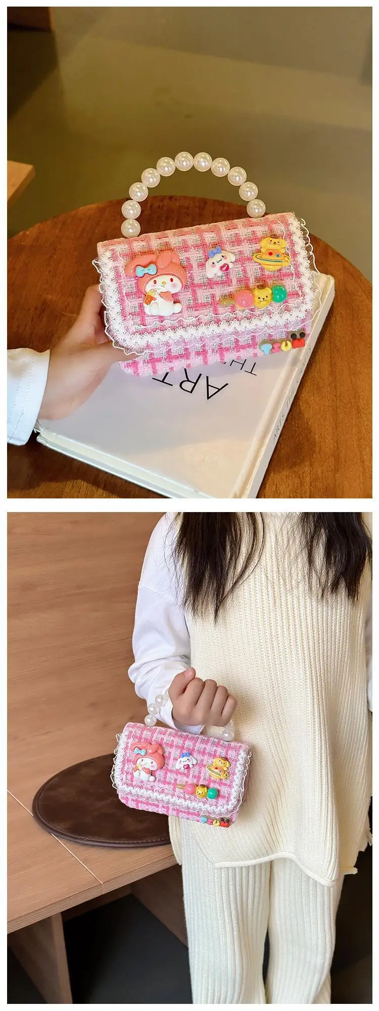 Cute Princess Pearl Chain Handbag for Girls — feature 6