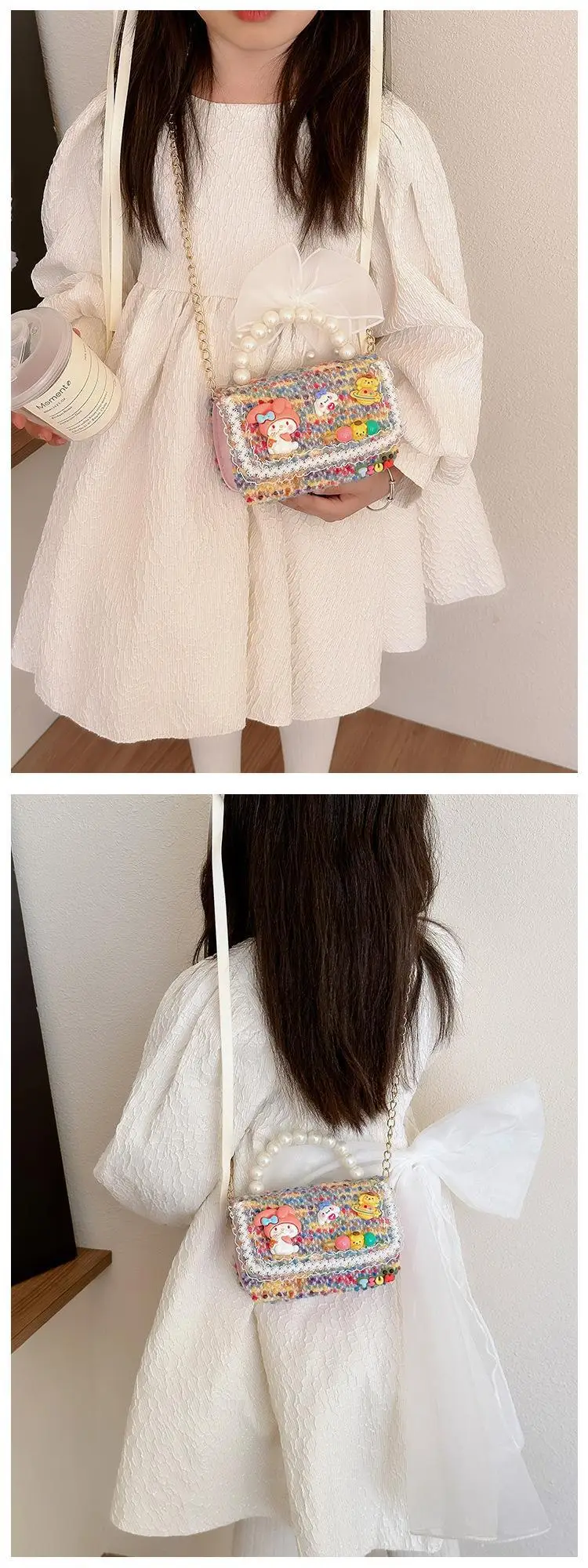Cute Princess Pearl Chain Handbag for Girls — feature 9