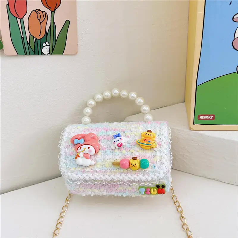 Cute Princess Pearl Chain Handbag for Girls - Image 2