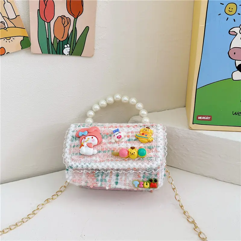 Cute Princess Pearl Chain Handbag for Girls - Image 3