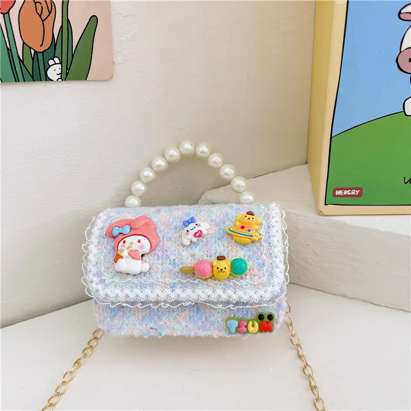 Cute Princess Pearl Chain Handbag for Girls - Image 5