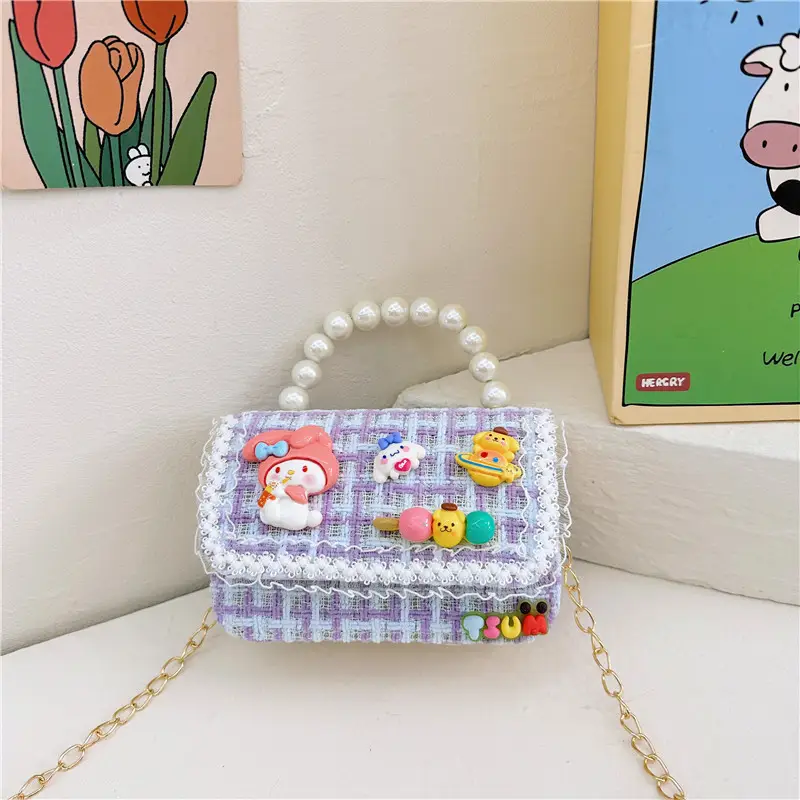 Cute Princess Pearl Chain Handbag for Girls - Image 8