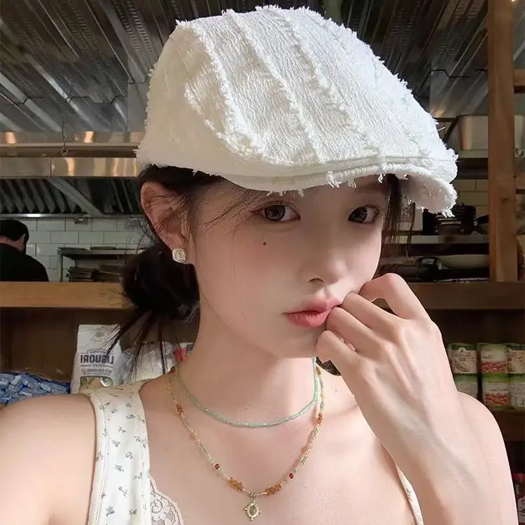 Japanese Style White Lace Beret for Women Spring Summer - Image 6
