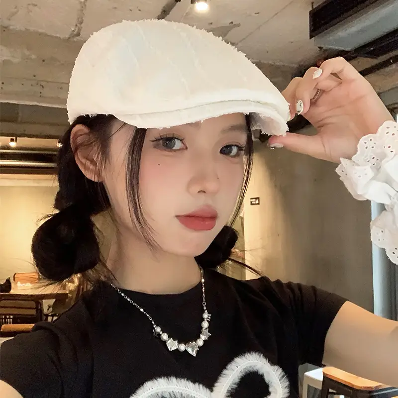 Japanese Style White Lace Beret for Women Spring Summer - Image 8