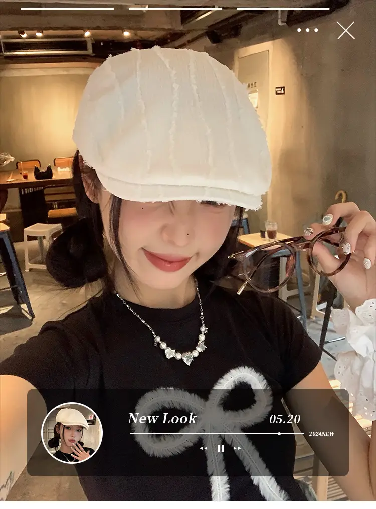 Japanese Style White Lace Beret for Women Spring Summer — feature 1