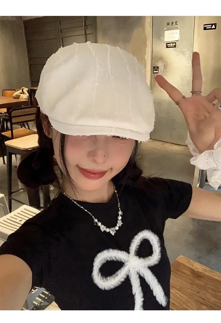 Japanese Style White Lace Beret for Women Spring Summer — feature 10