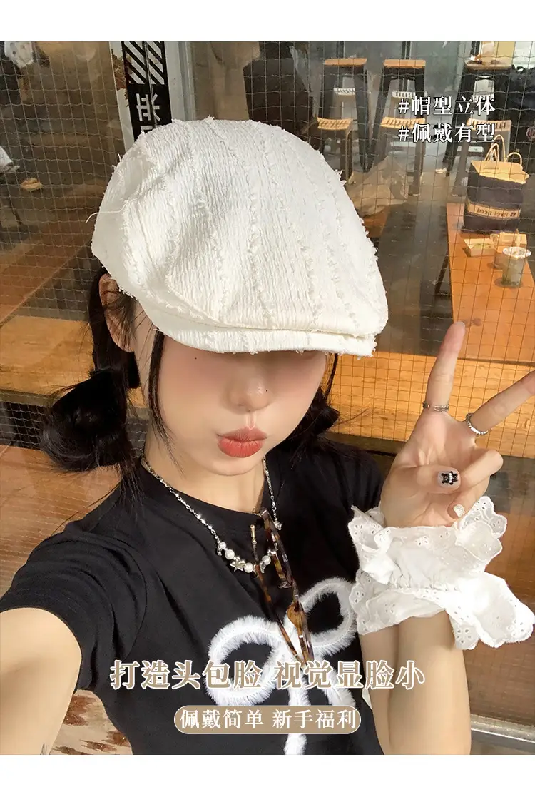 Japanese Style White Lace Beret for Women Spring Summer — feature 5