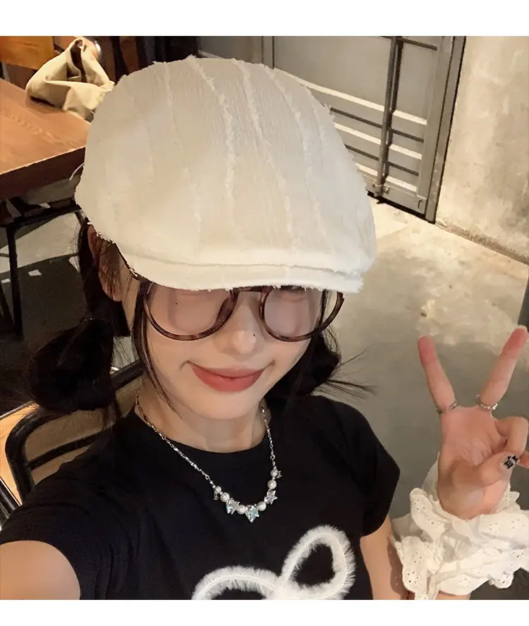 Japanese Style White Lace Beret for Women Spring Summer — feature 8