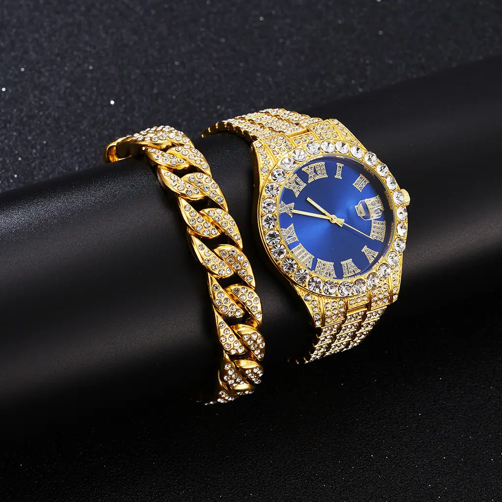 Full Diamond Red Roman Dial Women's Wristwatch