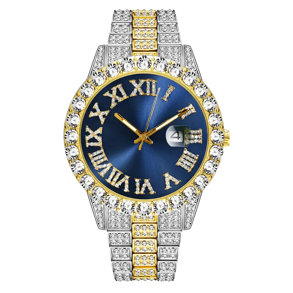 Full Diamond Red Roman Dial Women's Wristwatch