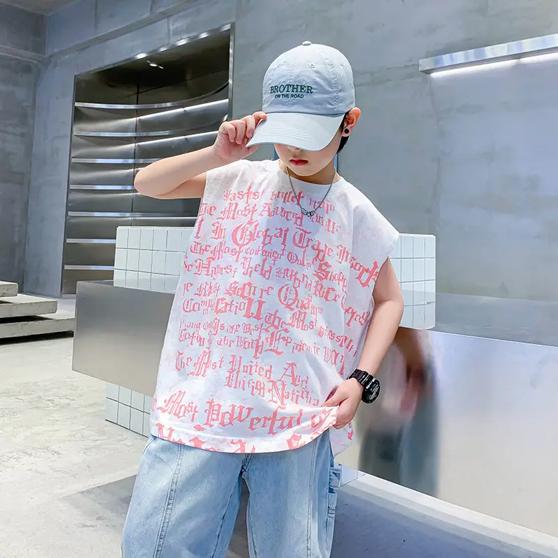 Boys White Hip-Hop Vic T-Shirt 2025 New - Image 3