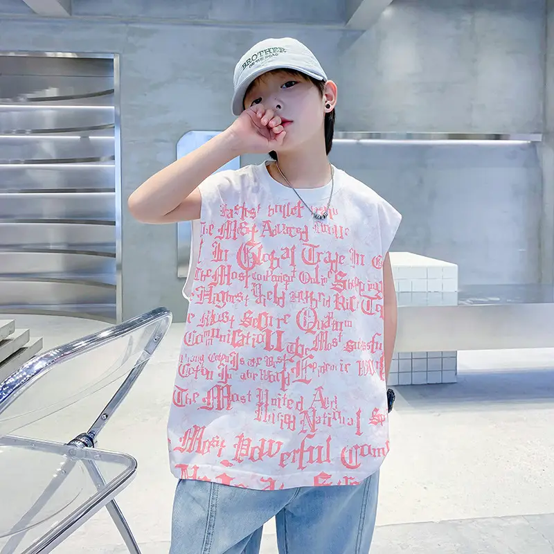 Boys White Hip-Hop Vic T-Shirt 2025 New - Image 4