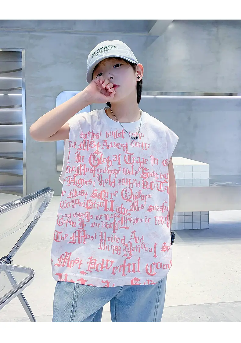 Boys White Hip-Hop Vic T-Shirt 2025 New — feature 9