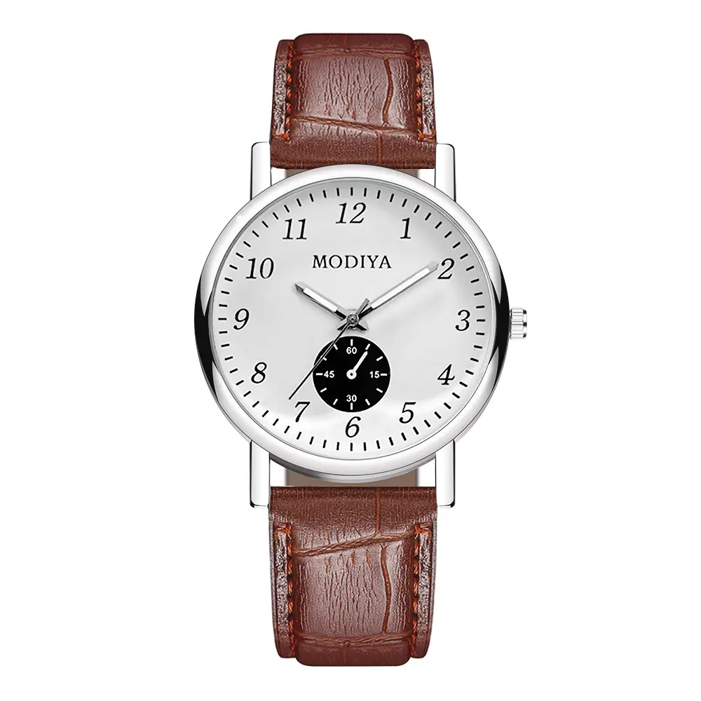 Men's Quartz Roman Numeral Watch with Black Leather Band