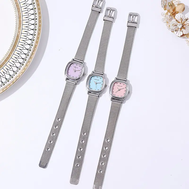 Women's Square Diamond Quartz Mesh Watch