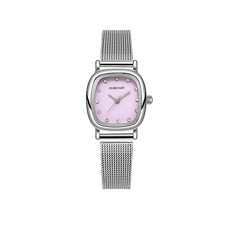 Women's Square Diamond Quartz Mesh Watch