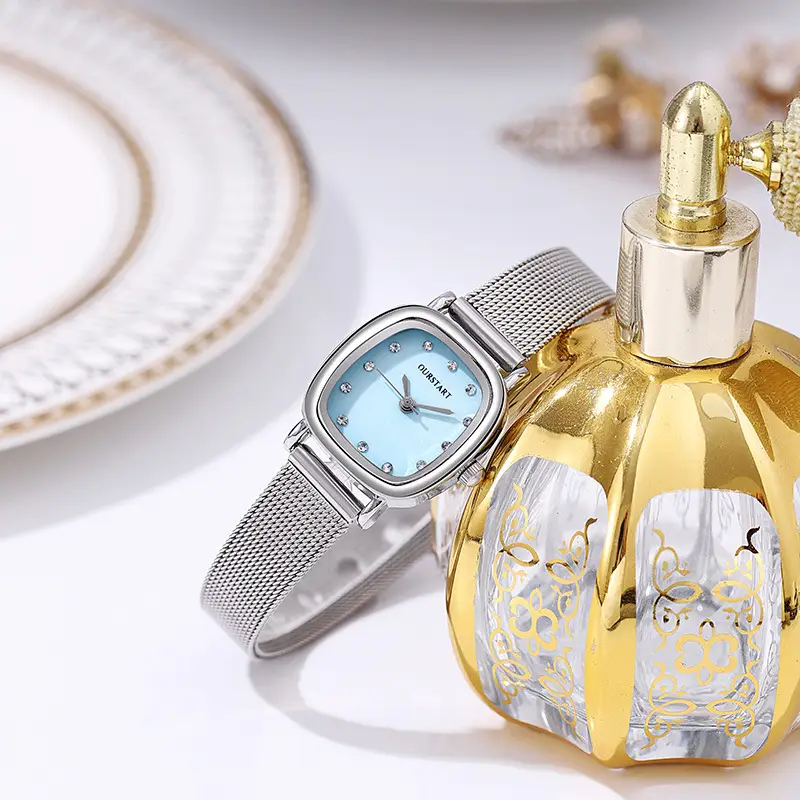 Women's Square Diamond Quartz Mesh Watch