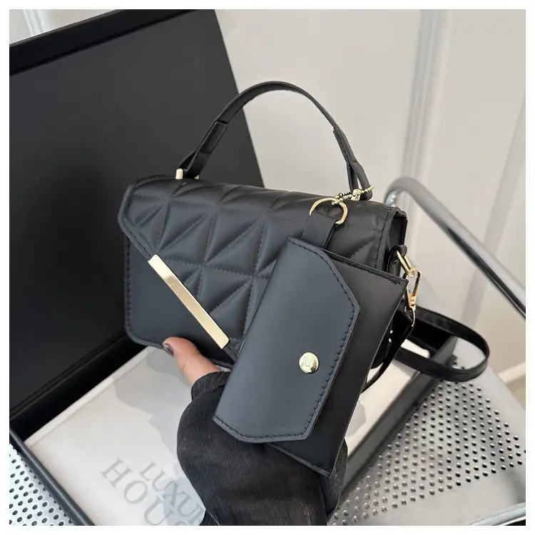 Women's White Diamond Plaid Shoulder Crossbody Bag — feature 14
