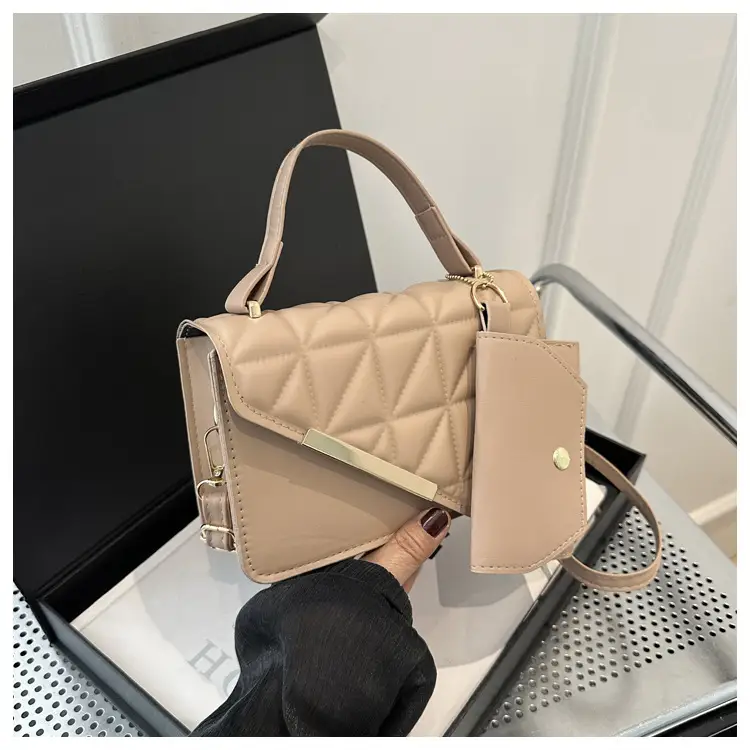 Women's White Diamond Plaid Shoulder Crossbody Bag — feature 16