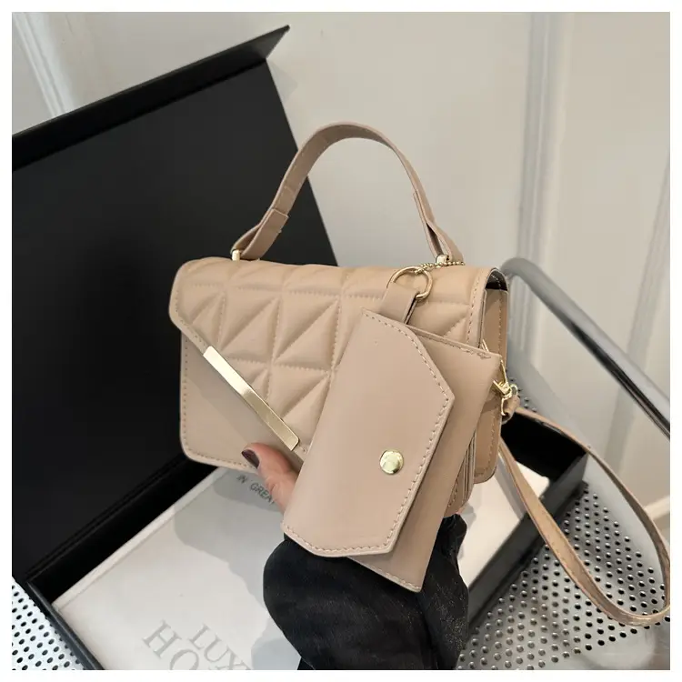 Women's White Diamond Plaid Shoulder Crossbody Bag — feature 17