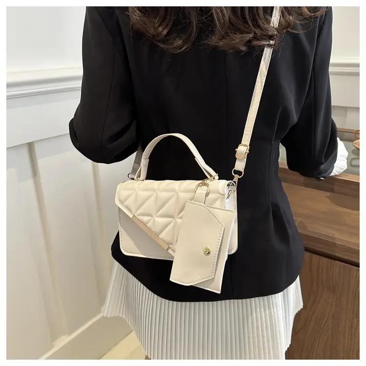 Women's White Diamond Plaid Shoulder Crossbody Bag — feature 19