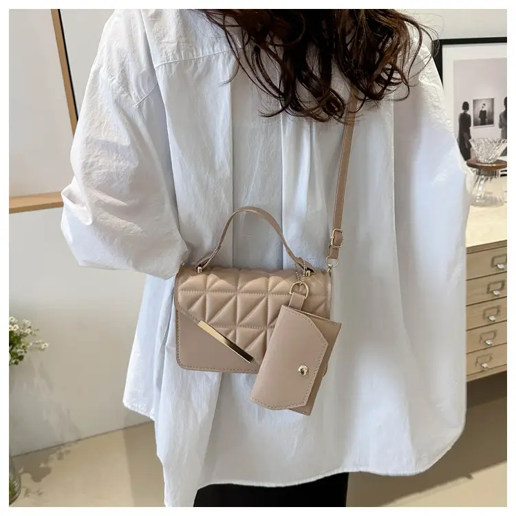 Women's White Diamond Plaid Shoulder Crossbody Bag — feature 20