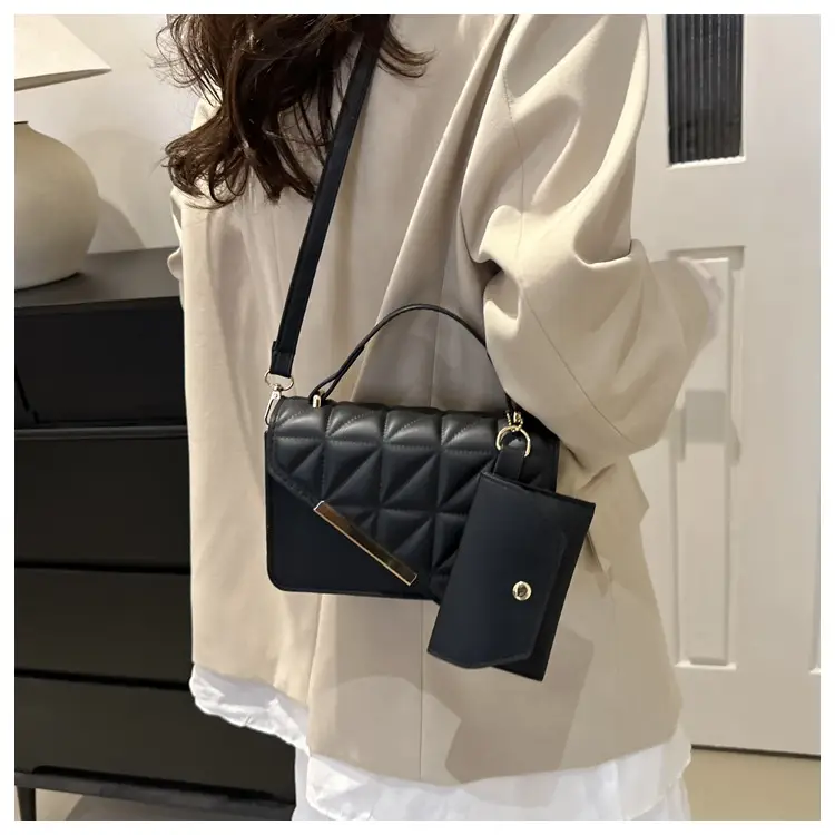 Women's White Diamond Plaid Shoulder Crossbody Bag — feature 22