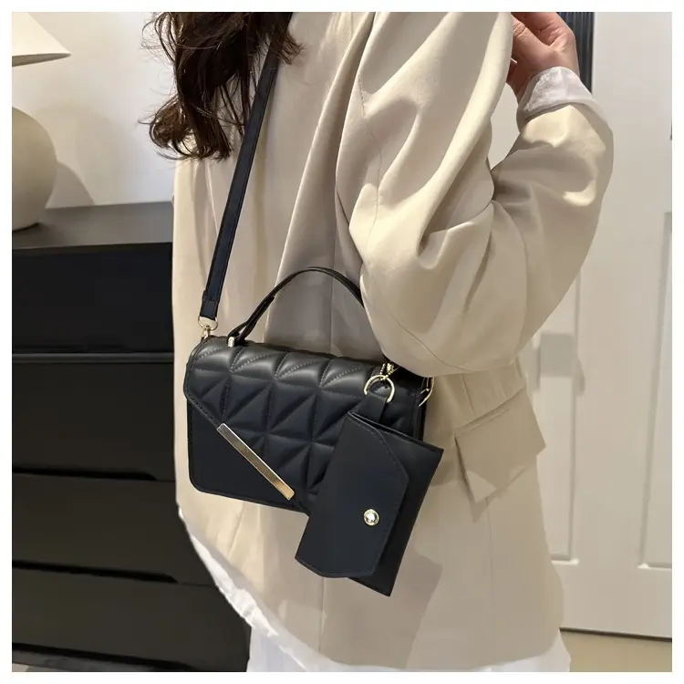 Women's White Diamond Plaid Shoulder Crossbody Bag — feature 23