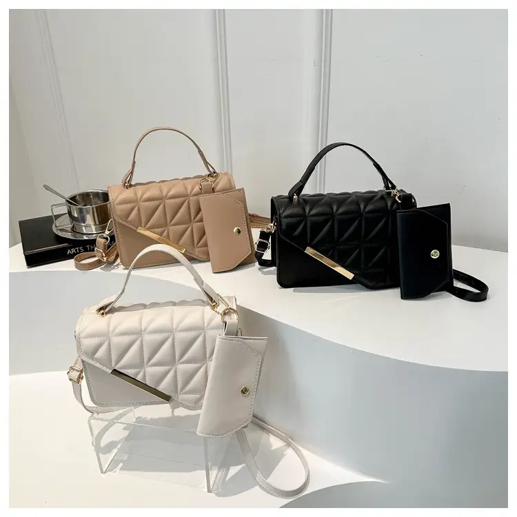 Women's White Diamond Plaid Shoulder Crossbody Bag — feature 24