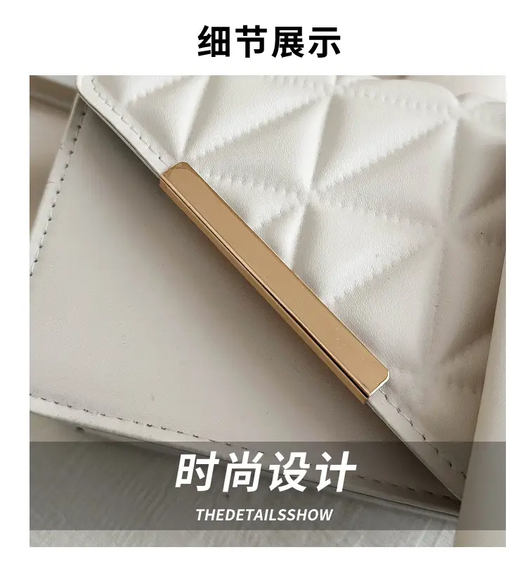 Women's White Diamond Plaid Shoulder Crossbody Bag — feature 3